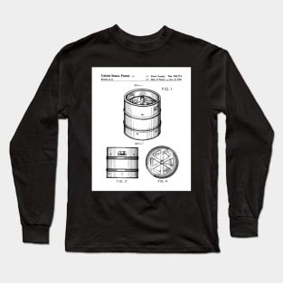 Beer Keg Patent - Beer Lover Craft Ale Art - White Long Sleeve T-Shirt